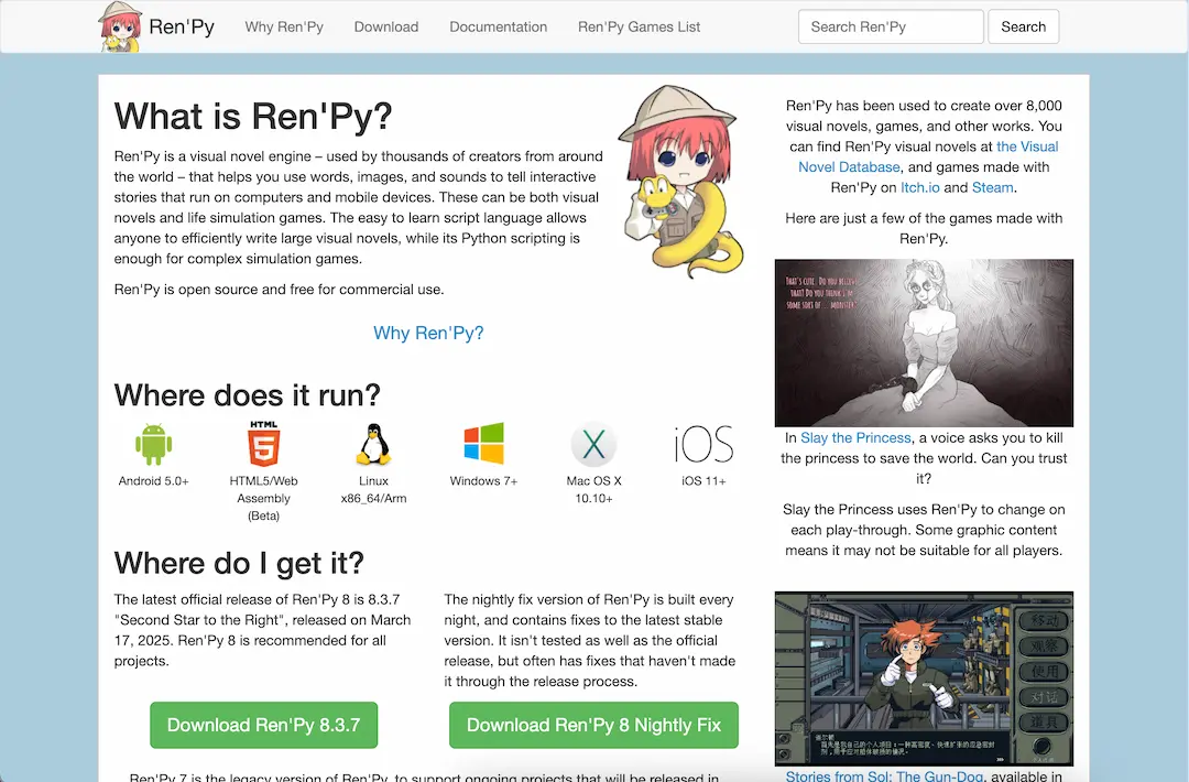 Ren'Py 引擎官网